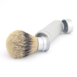 High quality Metal Aluminum Travel Silvertip Badger Hair Men Wet Shaving Beard Brush