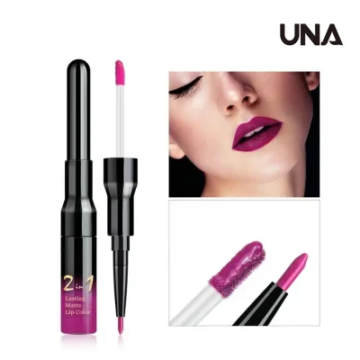 Hot Sale in Europe and America Makeup Cosmetics 2 in 1 Liquid Lipstick and Lip Liner