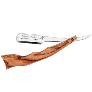 Luxury Natural Wood Fine Edge Cut Throat Straight Razor Mens Manual Shaver, Barber Shaving Beard Care