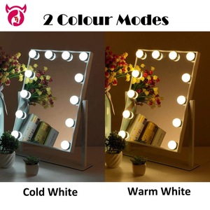 Newest Large 12 Big Led Bulbs Hollywood Style Vanity Girl Makeup Mirror with 5x Magnifier and Clock