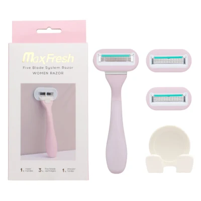 Newest Women System Razor with Three Replaceable Blades and One Holder Shaving Kit Gift Box Package