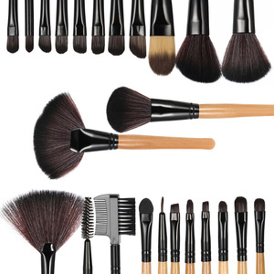 Yaeshii natural wooden handle custom makeup brush 24pcs makeup brush for cosmetic tool