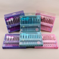 Cheap Wholesale 8pcs Colorful Makeup Brush Set with Plastic PVC Gift Box Clear Acrylic Handle Cosmetic Brushes for Beginners