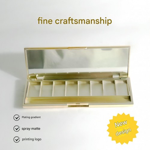 Custom 8-color ABS Plastic Rectangular Eyeshadow Palette With Brush Holder One-pan Multi-purpose Compact Case
