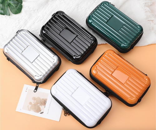 7''Inch Fashion Modern Waterproof Travel Portable Orange PC Hard Shell Case Cosmetic Makeup Bag