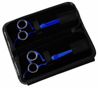 6.5 Inch Professional Blue Titanium Barber Scissor Razor Edge Hair Cutting Scissors and Texturizing/Thinning Shears Scissors Set