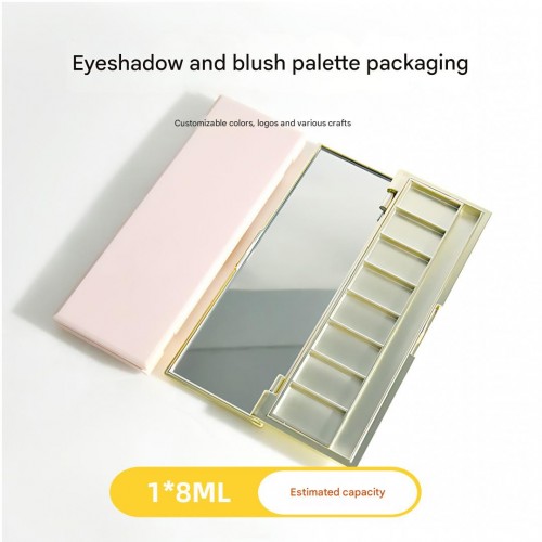 Custom 8-color ABS Plastic Rectangular Eyeshadow Palette With Brush Holder One-pan Multi-purpose Compact Case
