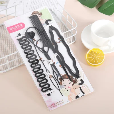 6 PCS Hair Loop Tool Set with 2PCS French Braid Tool Loop 1PCS Elastic Hair Rubber Bands Remover Cutter 1PCS Rat Tail Comb Metal