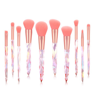 Best selling pravite label 10pcs crystal handle brush set professional beauty cosmetics make up brush tools