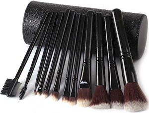 High end natural hair makeup brush set, Cosmetic makeup brush set, 12 Pcs Makeup Brushes Tools Kit