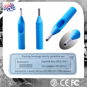 High quality Disposable Blue Tattoo Tip & Tube, 50pcs sterilized round flat tattoo tips
