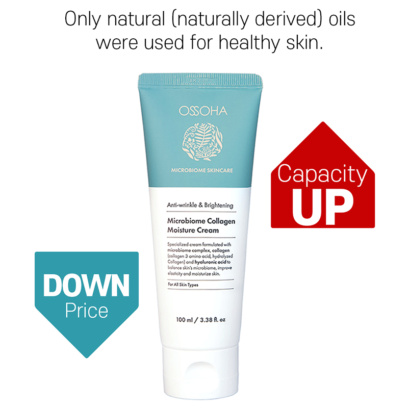 OSSOHA Microbiome  Collagen Moisture Cream 100ml : Anti-wrinkle  &amp; Brightening, natural Oil.