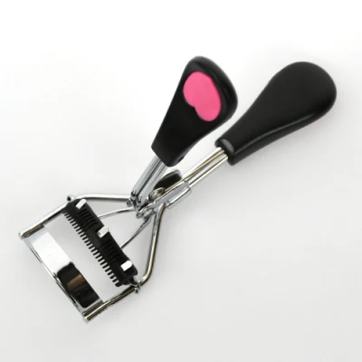 Pink Heart Handle Eyelash Curler with Built-in Comb