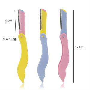 Stainless Steel Razor Blade Plastic Lady Eyebrow Facial Hair Trimmer with Safety Foldable Handle