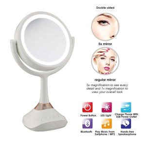 Victory high grade double Side Led Vanity Mirror With Music,Light LED Magnifying  Bluetooth Speaker multi function led mirror