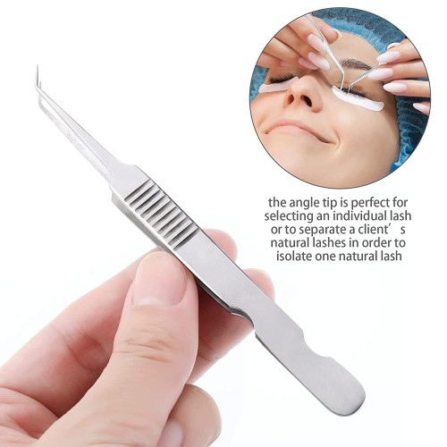 Lash Eyelash Extension Tweezers Stainless Steel 45 Degree Curved Tweezers Eyelash Applicator Tools Tweezers for Eye Lash