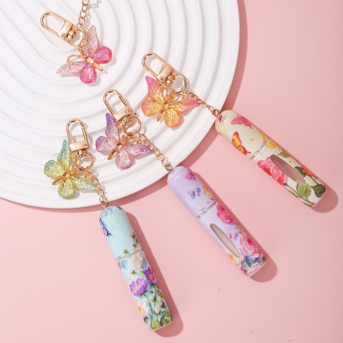 New Popular 5ml Fragrance Bottles Fine Mist Spray Cosmetic Perfume Samples Aromatherapy Bottles Portable Perfume Bottles Travel Perfume Vials with butterfly-shaped keychain cute girly perfume bottles
