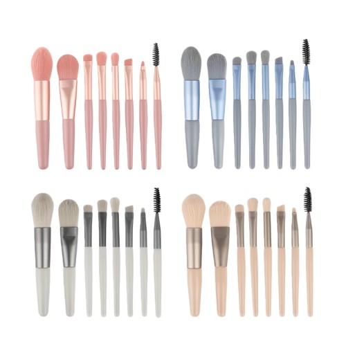 8PCS Vegan Cruelty-Free Plastic Handle Makeup Brush Set