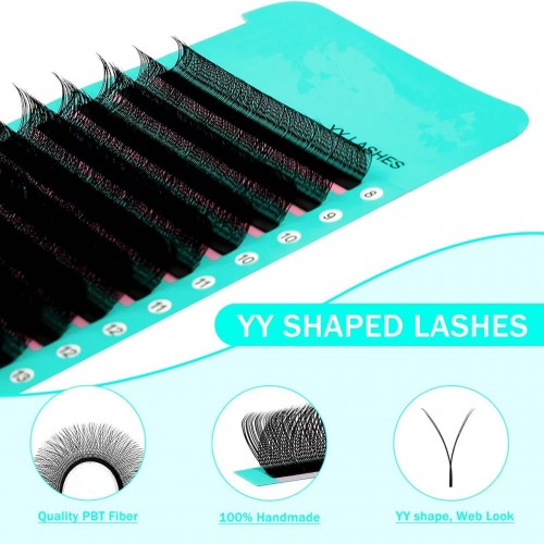 Customizable YY Row-12 Eyelashes Mixed Length 8-14mm Thickness 0.07 mm Curl C