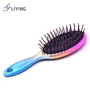 2020 New custom logo electroplated pravite label straight hair brush comb