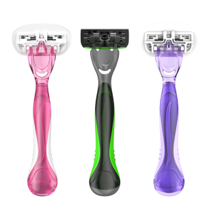 4 razor blade disposable ladies shaving razor with new style and design