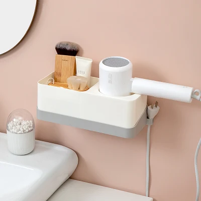 Best-Selling Multifunctional Wall-Mounted No-Punch Hair Dryer Holder Storage Organization Bathroom Hairdryer Rack