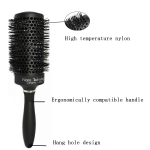 Ceramic Straightening Brush  Nylon Bristle Detangling Hair Brush Round Ionic Hair Brush