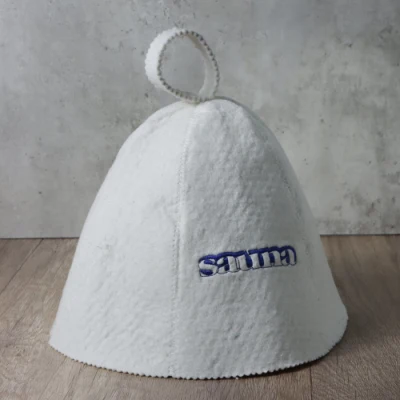 Custom Beautiful Sauna Logo Natural Wool Felt Sauna Hat Sheep Wool Felt Russian Banya Sauna Hat