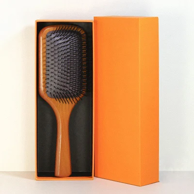 Customize Luxury Gift Bamboo Wood Hair Comb Wooden Paddle Brush Air Bag Comb Hair Brush Wet Dry Hair Extension Brush