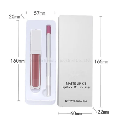 Matte Liquid Lipstick Lip Liner Kit No Label Lip Gloss Wooden Pencil Lipliner Set