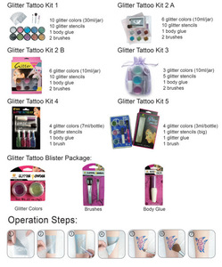 Pop Classic Boy and Girl Professional body art Glitter Tattoo Kit