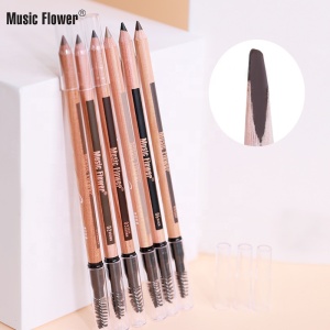 Private Label Makeup High Quality Cosmetic Lasting Waterproof Wholesale 12 PCS Eye Pen With Brush Double End Wood Eyebrow Pencil