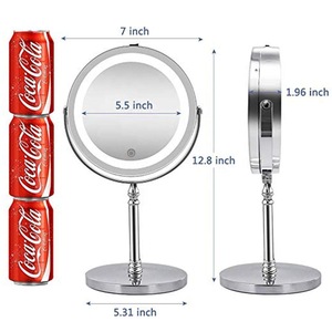 Rechargeable Stainless Steel LED Makeup Mirror With Dimmable Lights