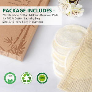 Reusable bamboo fiber cotton make up pad charcoal eyelash remover cloth pads washable sets