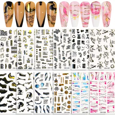 Wholesale Cross-Border Foreign Trade Marble Nail Sticker DIY Stereoscopic Nail Sticker Set