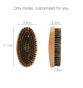 Wholesale Custom Logo Natural Wooden Boar Bristle Beard Grooming Waved Hair Brush