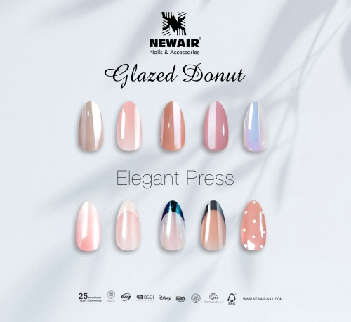 La Perle Short Squoval Premium Press-On Nails Kit, Gloss Nude Reusable Salon False Nails With Full Tool Set