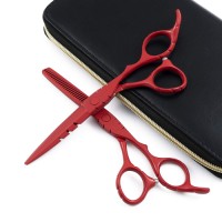 Professional Salon Hair Cutting Thinning Scissors Barber Shears Hair Cutting Tools Sets ( Red & Blue ) By FARHAN PRODUCTS & Co