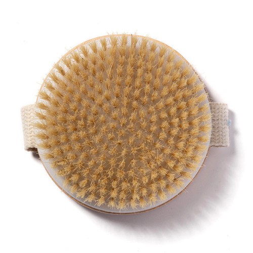 Wooden bath scrub brush for dry skin