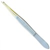 Gold Tipped Surgical Grade German Stainless Steel Tweezer (Slanted)-Flawless Eyebrow and Facial Hair Shaping and Removal Tweezer
