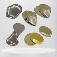 Mini Unbreakable Portable Cute Foldable Double-sided Metal Zinc Alloy Makeup Mirror For Touch-ups