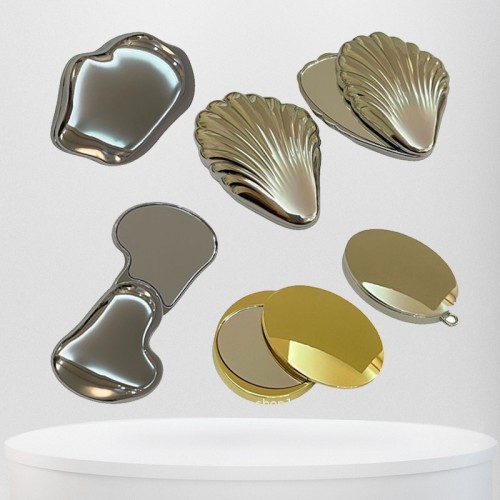 Mini Unbreakable Portable Cute Foldable Double-sided Metal Zinc Alloy Makeup Mirror For Touch-ups