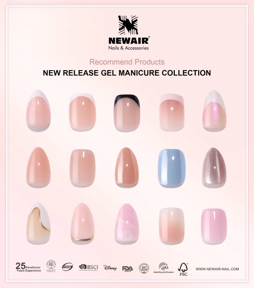 La Perle Short Squoval Premium Press-On Nails Kit, Gloss Nude Reusable Salon False Nails With Full Tool Set