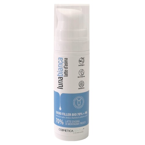lunabianca 70% Donkey Milk Face Serum with Hyaluronic Acid & Aloe Vera – Hydrating, Plumping and Brightening, Made in Italy, 30 ml