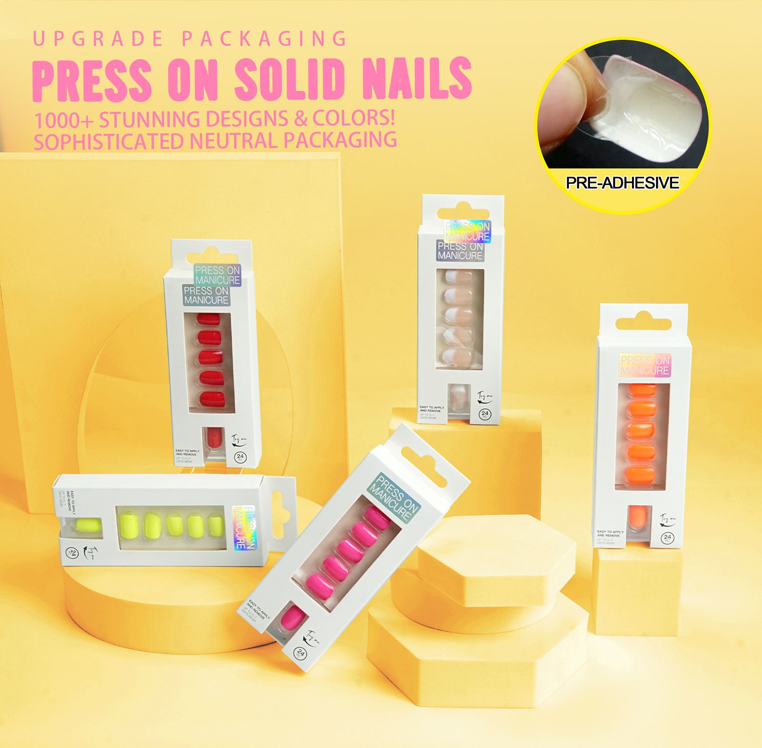 La Perle Short Squoval Premium Press-On Nails Kit, Gloss Nude Reusable Salon False Nails With Full Tool Set