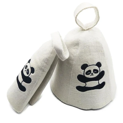 100% Wool Felt Sauna Hat Japanese Russian Banya Bath Sauna Felt Hat with Animal Embroidery