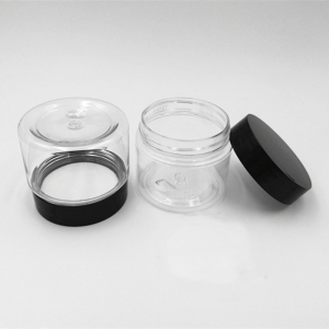 50g 50ml PET Candy Storage Container Clear Wide Mouth Plastic Cosmetic Cream Jar  with Black Lid