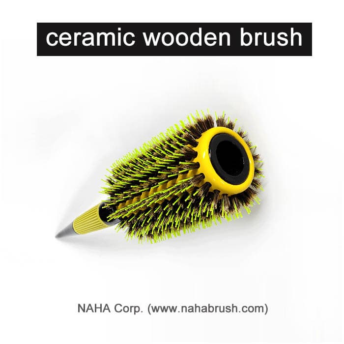 Ceramic Wooden Round Hair Brush