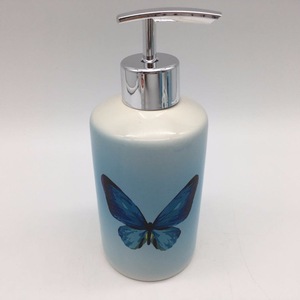 Custom butterfly cheap ceramic bathroom set soap dish lotion dispenser bath sets