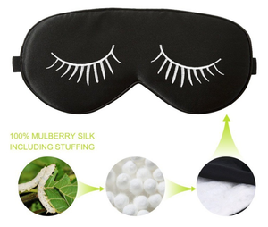 Cute Mulberry Silk Blindfold Travel Sleep Eye Mask with Eyelashes for Sleeping